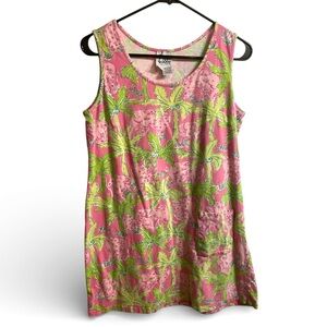 Vintage Lilly Pulitzer Pink Green Elephant Print Sleeveless Dress | Y2K | L